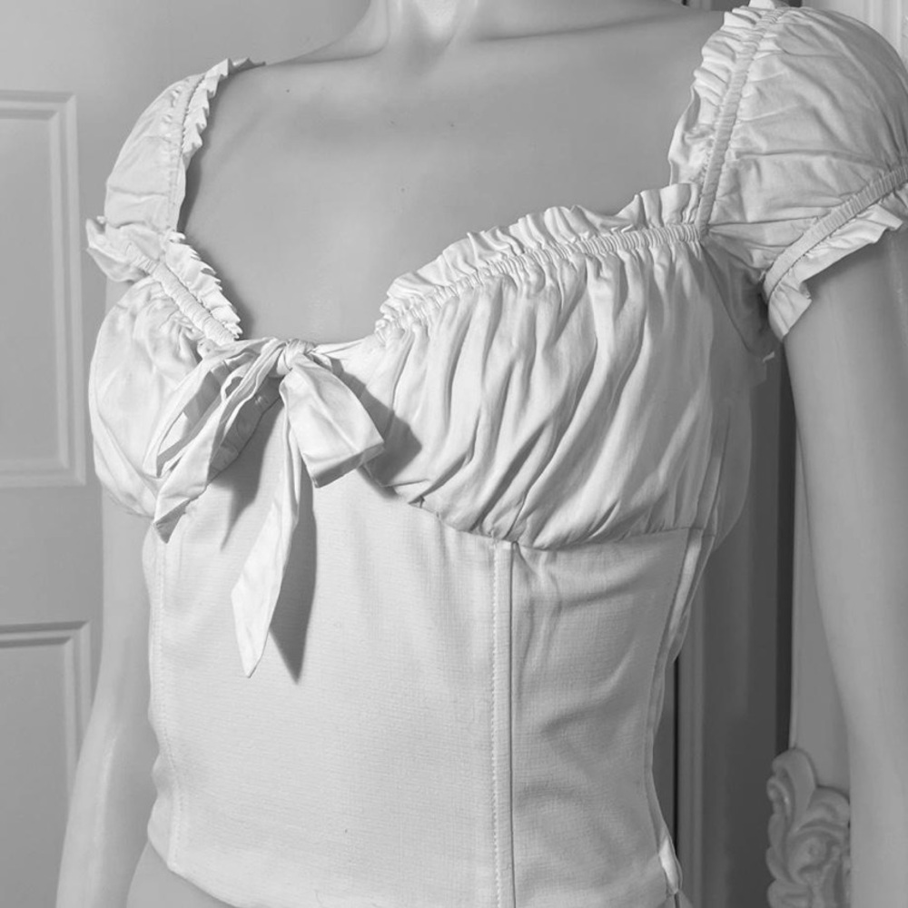 I.AM.GIA Tan Ruffle corset top